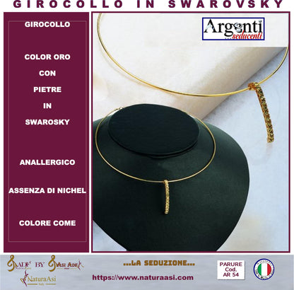 AR GIROCOLLO RIGIDO  COLOR ORO CON PIETRE  IN SWAROVSKY