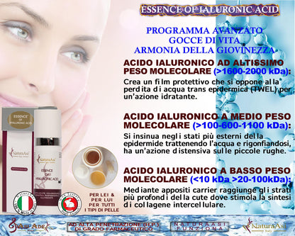 ESSENCE OF HYALURONIC ACID NaturaAsi™ 15ml RIMPOLPANTE, VOLUMIZZANTE, RIEMPITIVA, RIGENERANTE E ILLUMINANTE -azione antiossidante Acido Ialuronico (HA) a diverso peso molecolare: