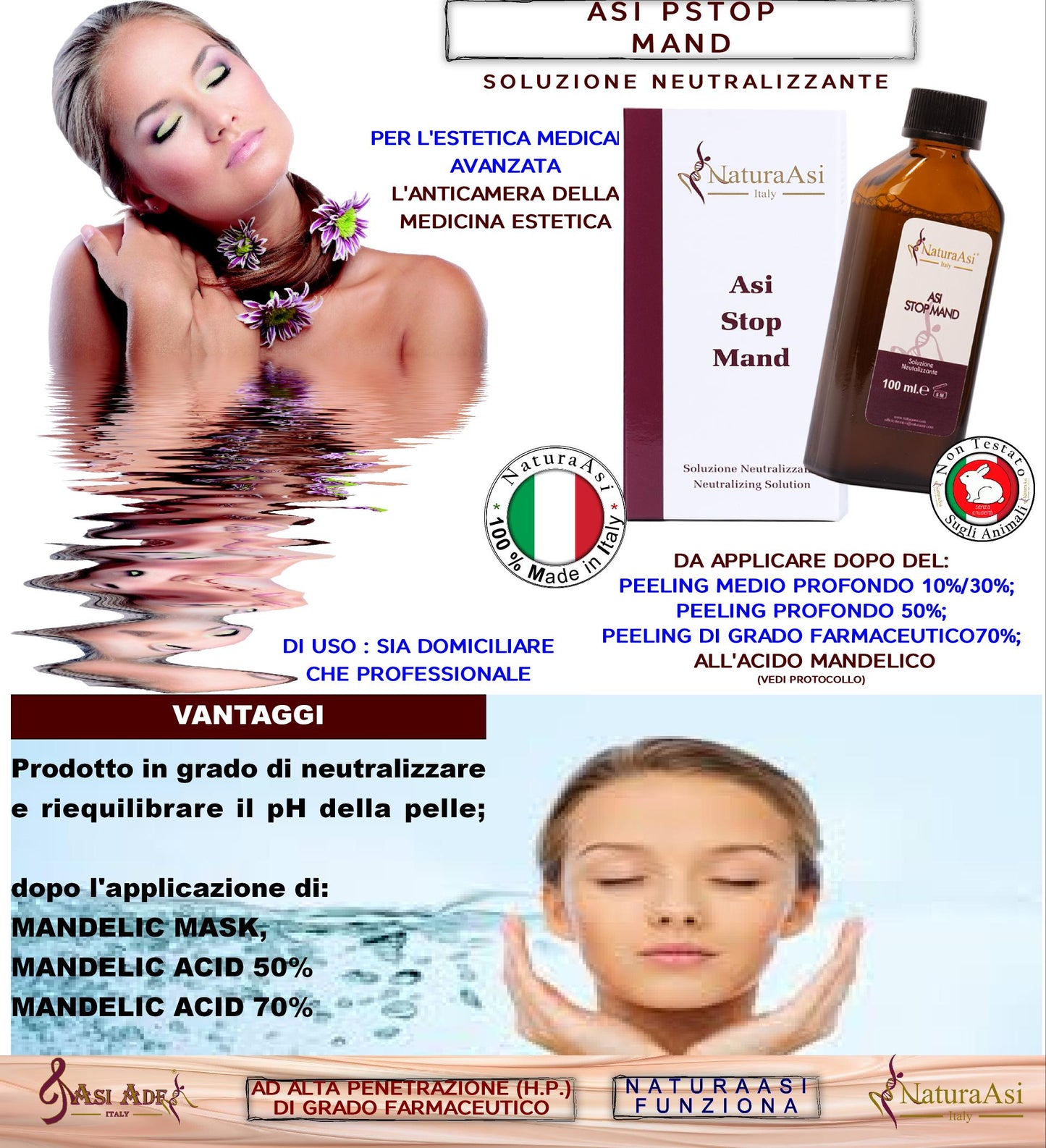 ASI STOP MAND | NaturaAsi™ ml 100 Soluzione Neutralizzante  e riequilibrare il pH Prodotto in grado di neutralizzare e riequilibrare il pH della pelle, dopo l’applicazione del peeling