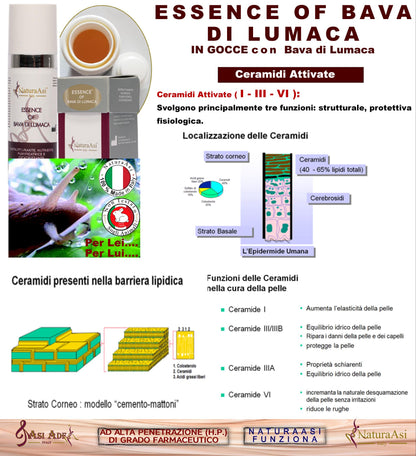 ESSENCE OF BAVA DI LUMACA NaturaAsi™ 15ml NATURAASI RISTRUTTURANTE, NUTRIENTE, PURIFICATRICE E CICATRIZZANTE riduce segni dell’acne; -contrasta le rughe e i segni d’espressione cicatrizzante  Bava di lumaca Ceramidi attivate