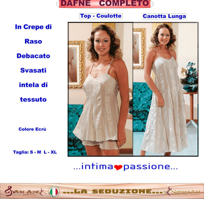 DAFNE COMPLETO TOP E COULOTTE E CANOTTA LUNGA RASO DEBACATO