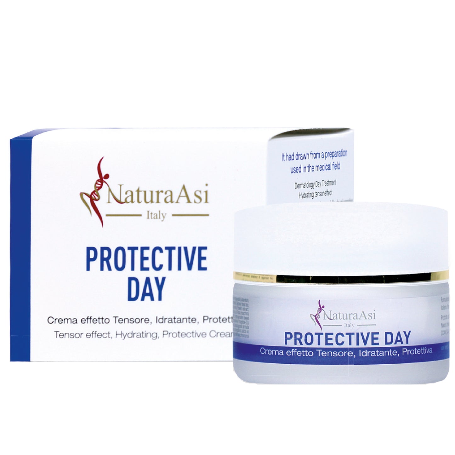 PROTECTIVE DAY | NaturaAsi™ 50 ml Crema effetto Tensore, Idratante, Protettiva  Crema specifica per il giorno, con effetto tensore. Aumenta la capacità di protezione cutanea.  Contiene Bava di Lumaca